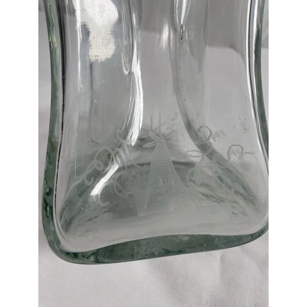 Vintage Etched Ships Kluk Kluk Decanter No Stopper #649 READ